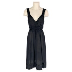 MARC JACOBS Größe 6 Schwarzes Seidenstreifen-Kleid mit Gürtel aus Seide