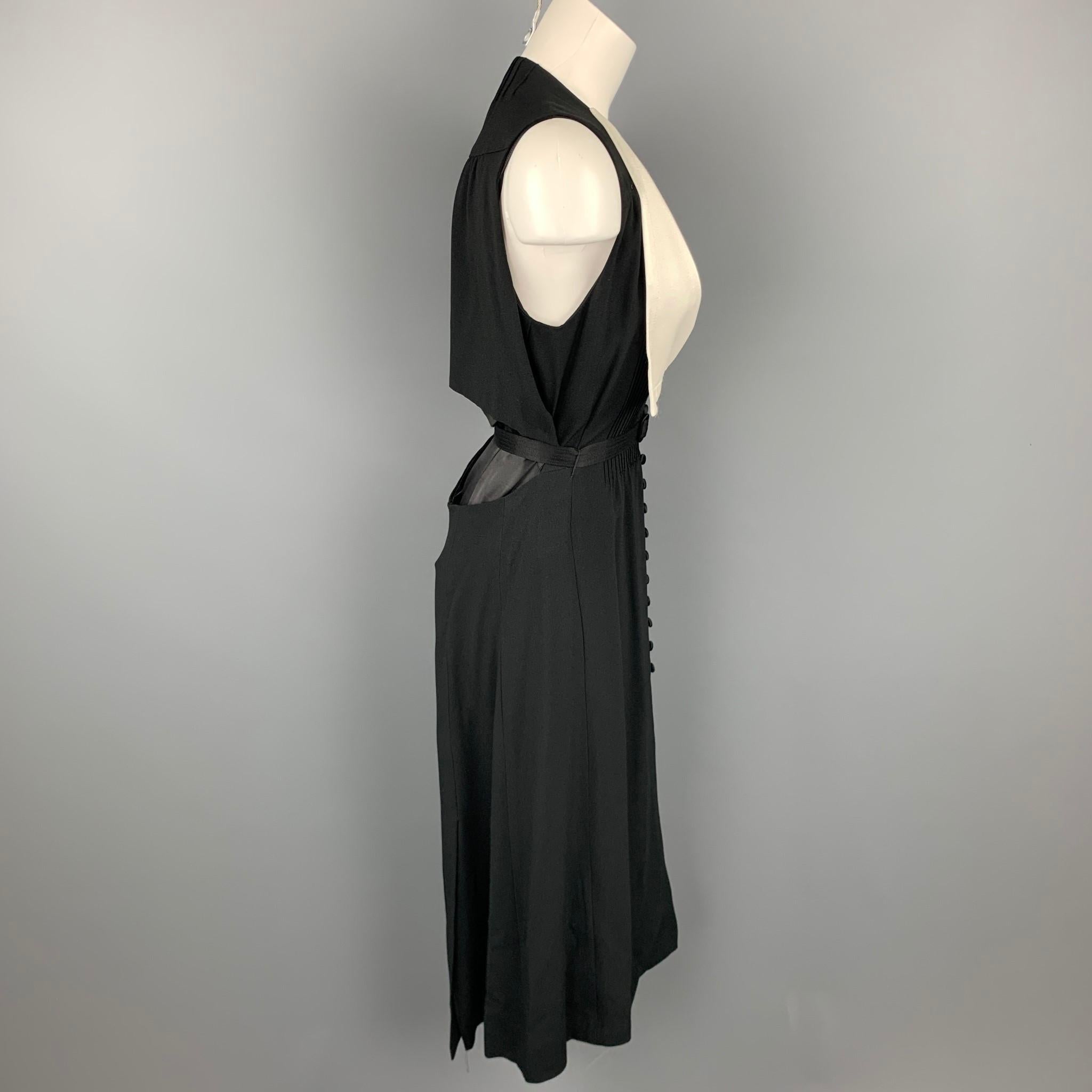 MARC JACOBS Size 6 Black & White Crepe Acetate / Viscose Sleeveless Belted Dress In Good Condition In San Francisco, CA