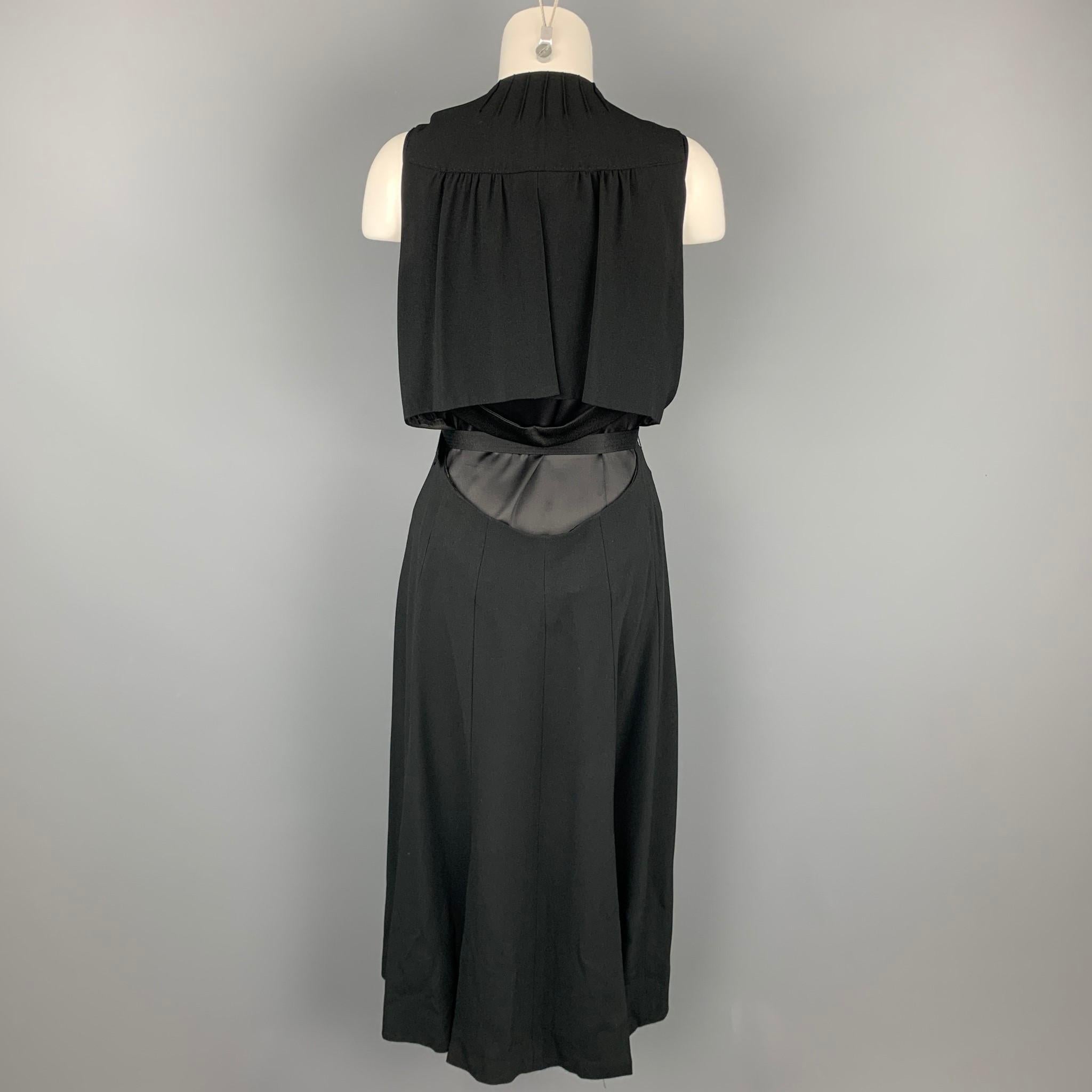 Women's MARC JACOBS Size 6 Black & White Crepe Acetate / Viscose Sleeveless Belted Dress