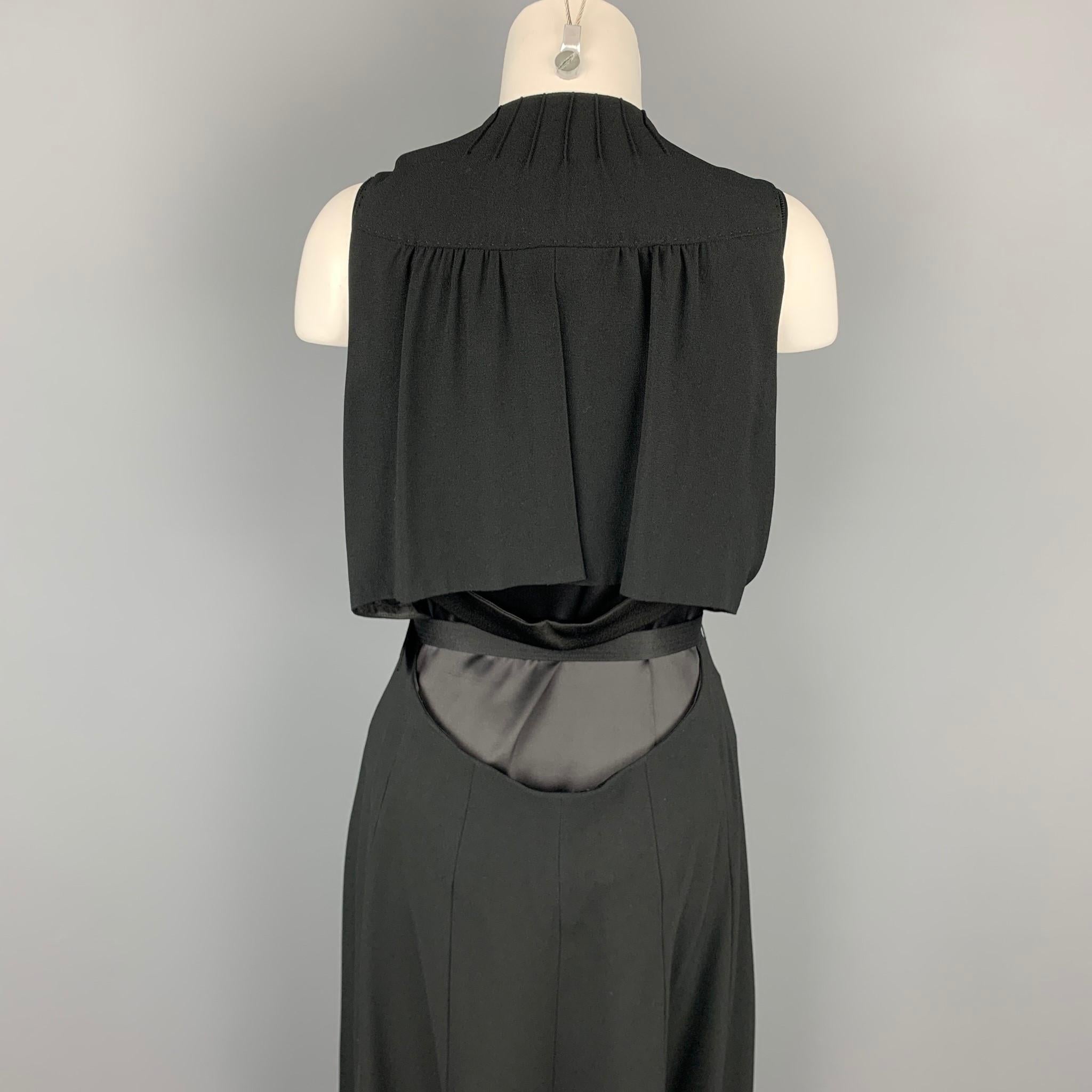 MARC JACOBS Size 6 Black & White Crepe Acetate / Viscose Sleeveless Belted Dress 1