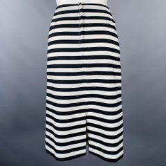 MARC JACOBS Size 6 Black White Polyester Stripe Pencil Skirt