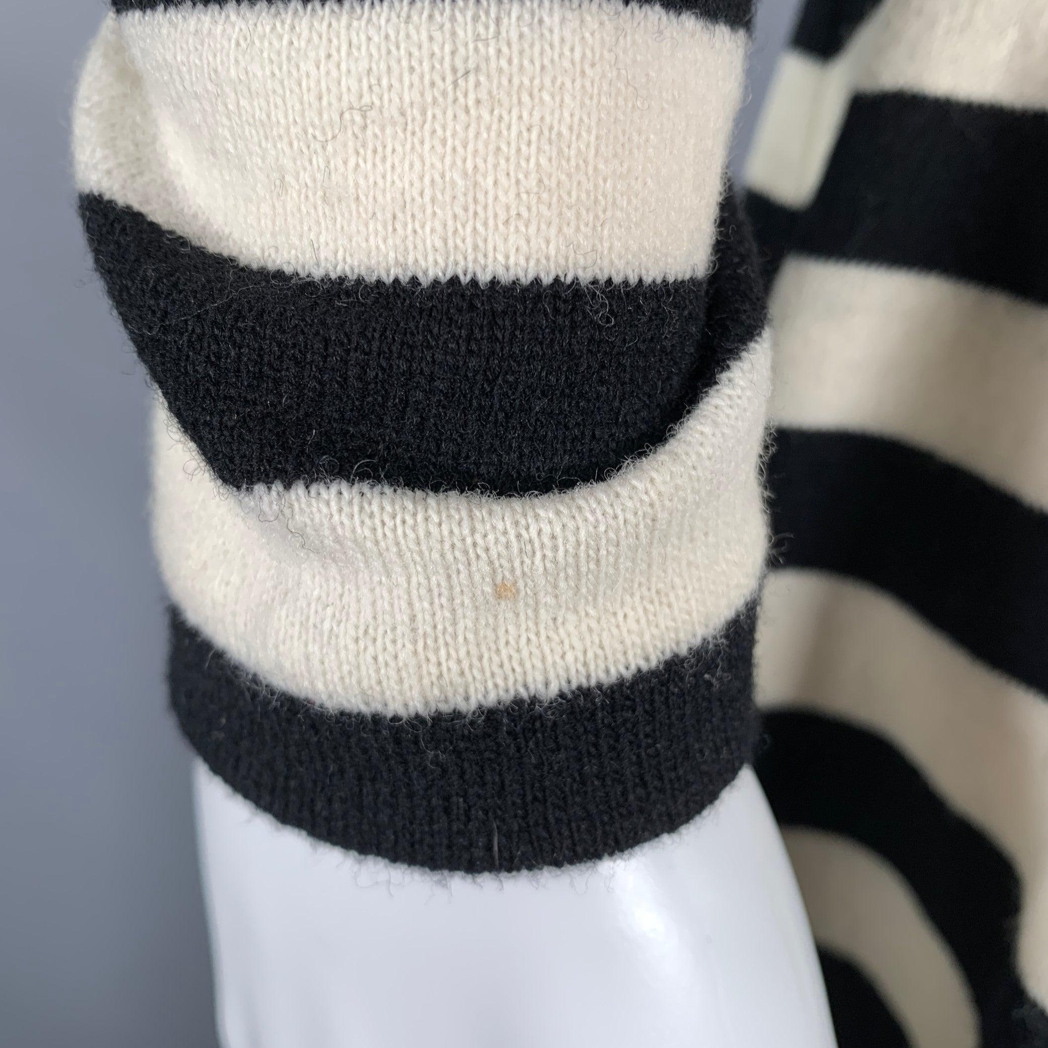 Women's MARC JACOBS Size 6 Black White Wool Nylon Stripe Belted Dress For Sale