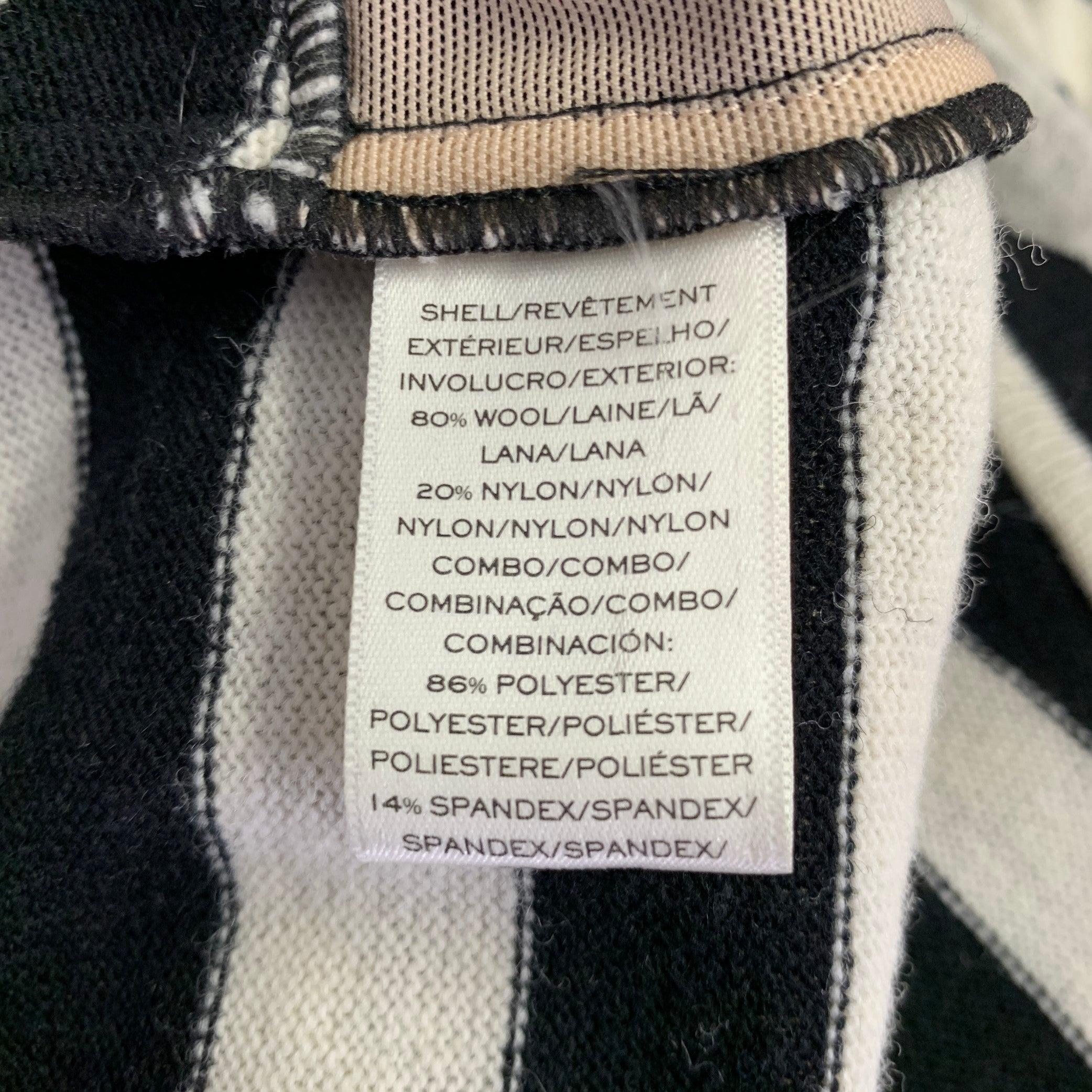 MARC JACOBS Size 6 Black White Wool Nylon Stripe Belted Dress For Sale 2