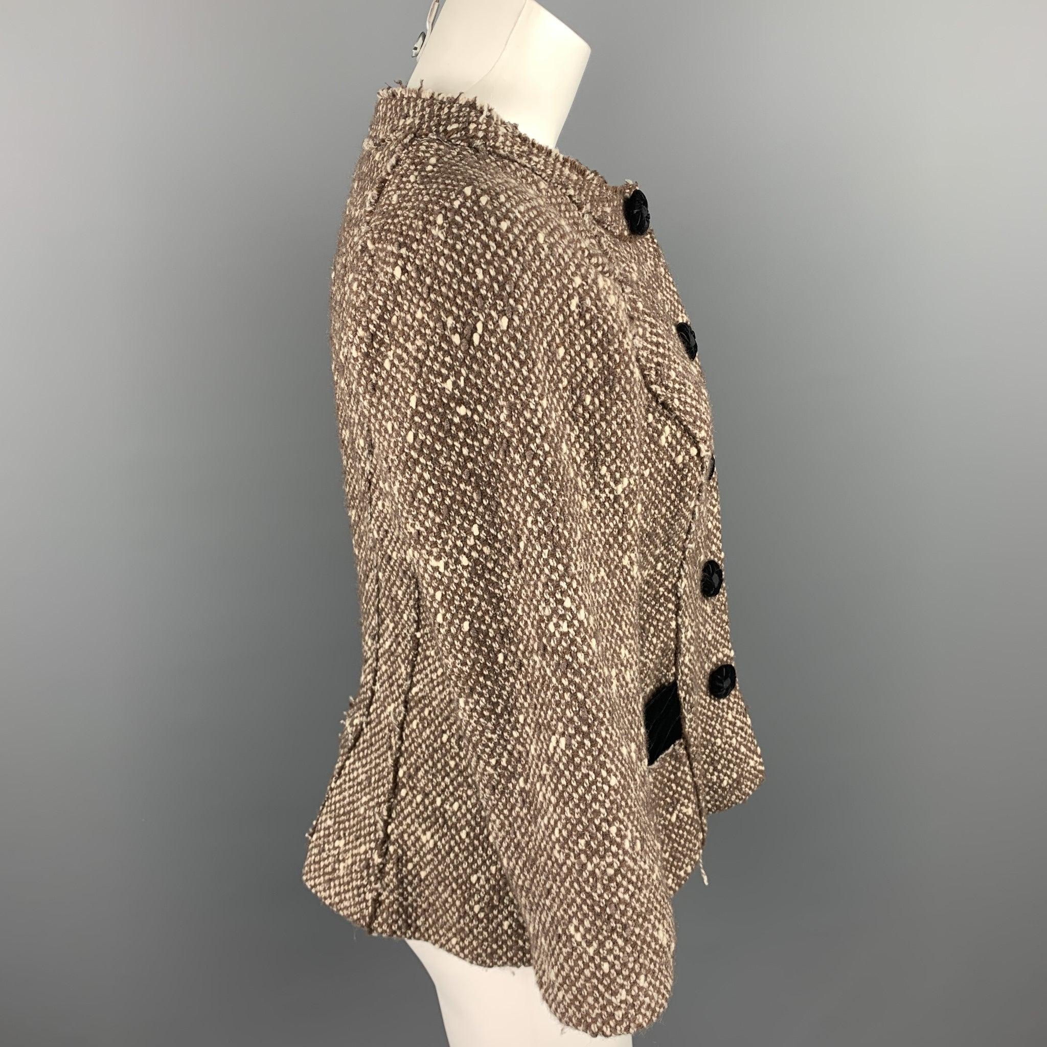 MARC JACOBS Size 6 Brown Boucle Wool Blend Jacket In Good Condition For Sale In San Francisco, CA