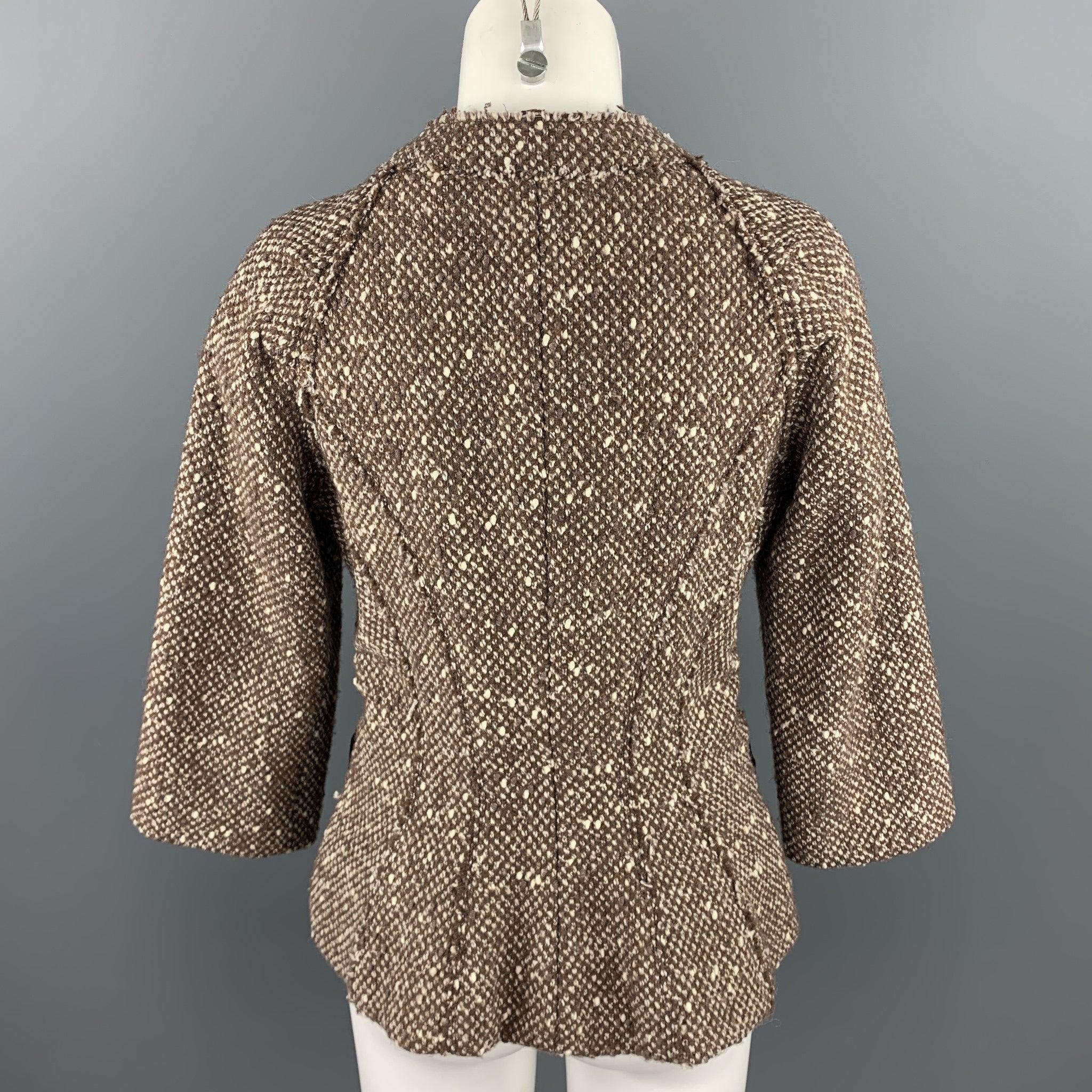 Women's MARC JACOBS Size 6 Brown Boucle Wool Blend Jacket For Sale