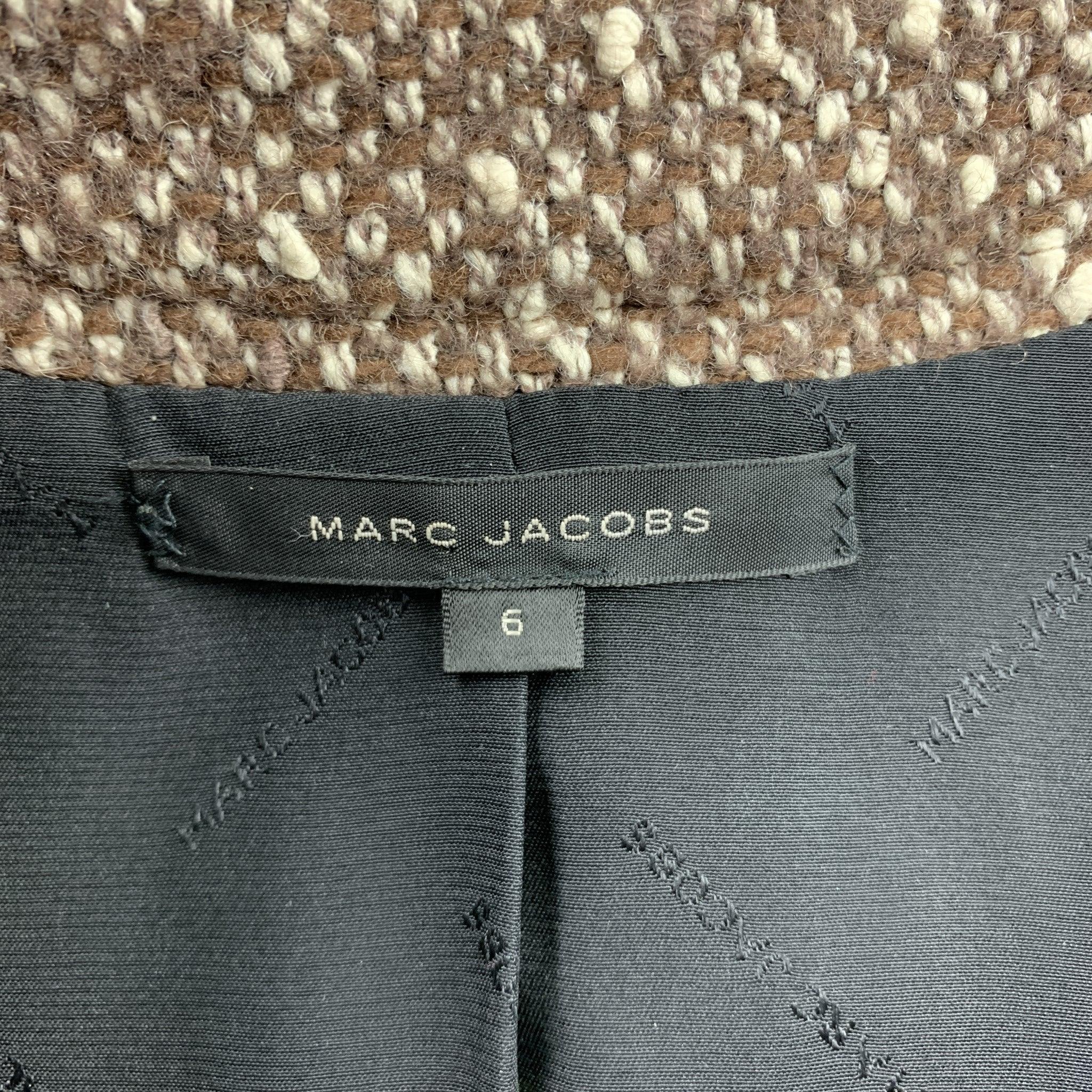 MARC JACOBS Size 6 Brown Boucle Wool Blend Jacket For Sale 1