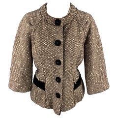 MARC JACOBS Größe 6 Brown Boucle Wool Blend Jacket