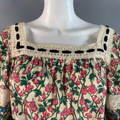 MARC JACOBS Talla 6 Crema Floral Multicolor A-Line Vestido a media pierna
