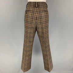 MARC JACOBS Size 6 Grey Taupe Wool Blend Plaid Wide Leg Dress Pants