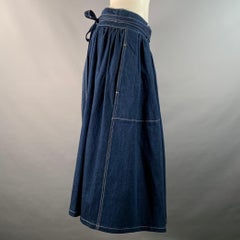 MARC JACOBS Size 6 Indigo Denim Contrast Stitch A-Line Mid-Calf Skirt