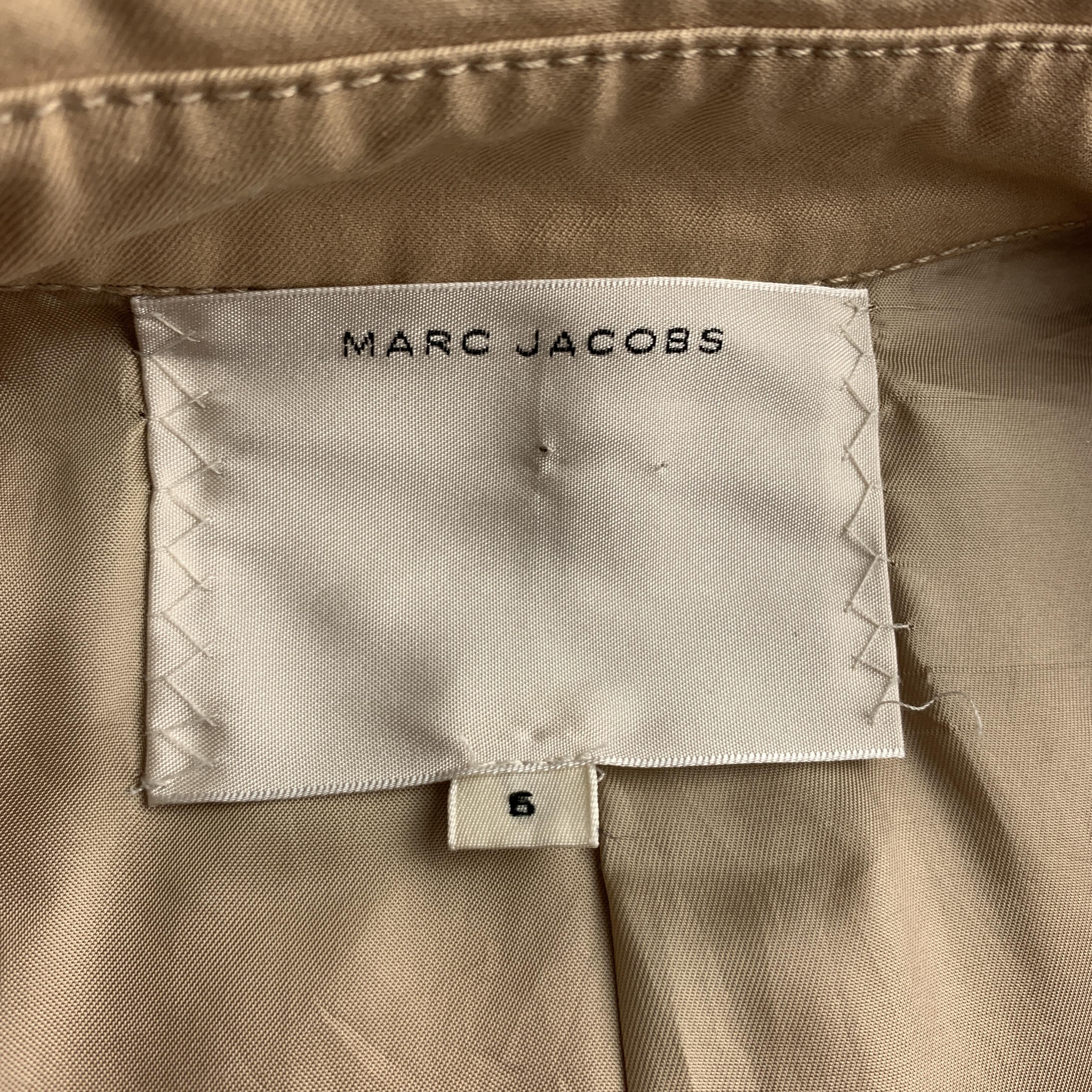 MARC JACOBS Size 6 Khaki Cotton Double Breasted A Line Trenchcoat 1