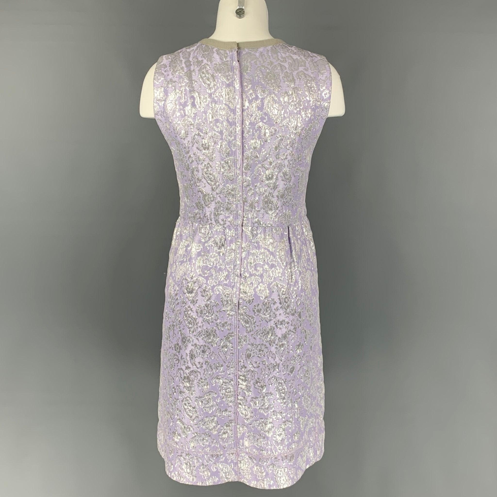 Women's MARC JACOBS Size 6 Lavender & Silver Acetate Blend Jacquard Sheath Dress For Sale