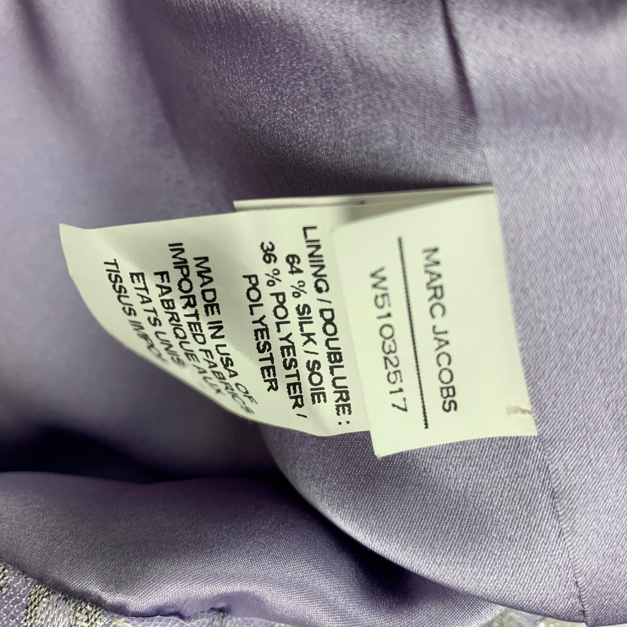 MARC JACOBS Size 6 Lavender & Silver Acetate Blend Jacquard Sheath Dress For Sale 1