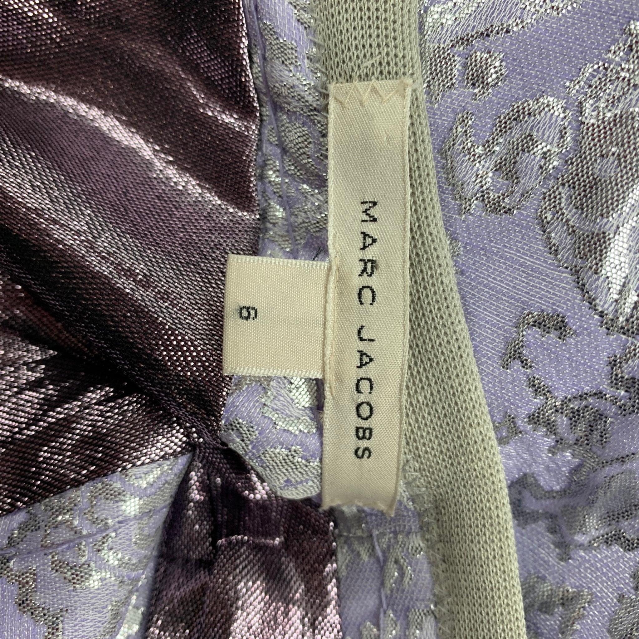 MARC JACOBS Size 6 Lavender & Silver Acetate Blend Jacquard Sheath Dress For Sale 2