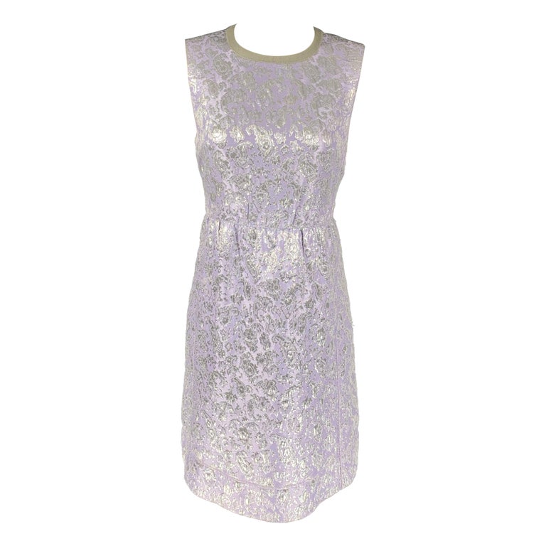 MARC JACOBS Size 6 Lavender and Silver Acetate Blend Jacquard Sheath Dress  For Sale at 1stDibs