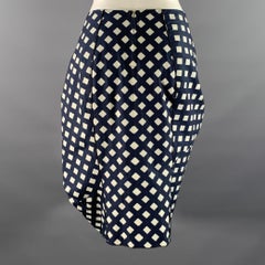 MARC JACOBS Taille 6 Jupe mi-mollet en coton vichy marine et blanc