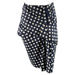 MARC JACOBS Größe 6 Navy White Cotton Gingham Mid-Calf Skirt