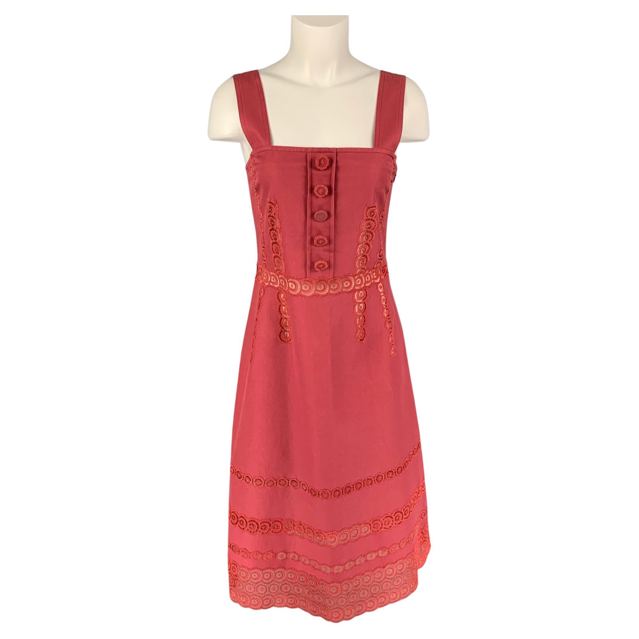 MARC JACOBS Size 6 Raspberry Cotton Eyelet A-Line Dress