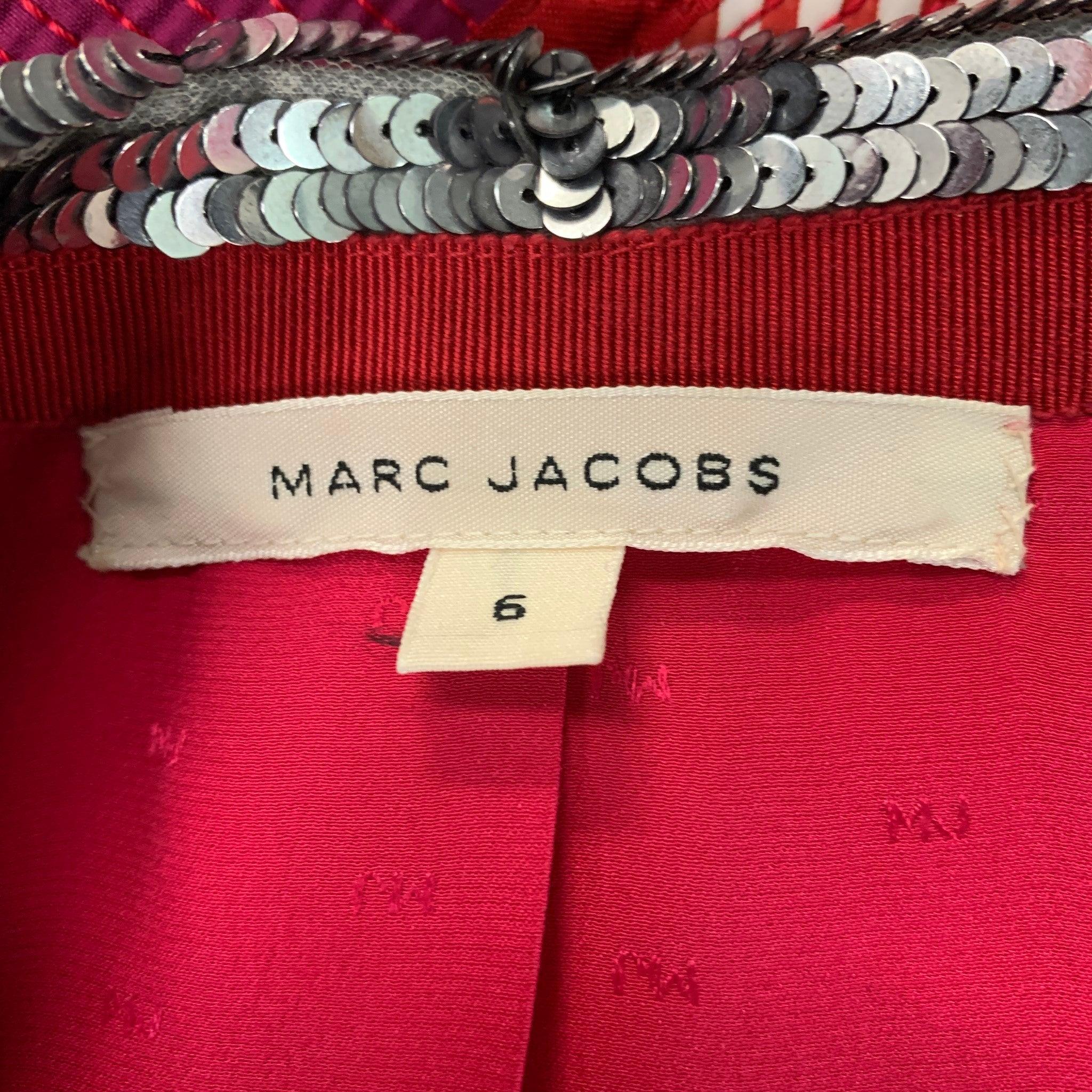 Women's MARC JACOBS Size 6 Raspberry & Silver Floral Blazer For Sale