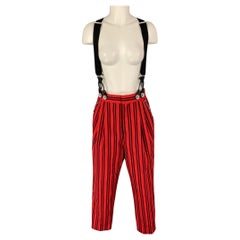 MARC JACOBS Size 6 Red Black Wool Stripe Zip Fly Dress Pants