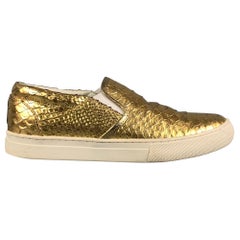 MARC JACOBS Talla 7.5 Zapatillas Slip On Piel Texturizada Dorada