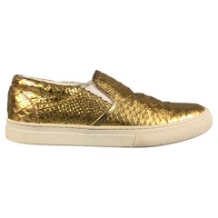 MARC JACOBS Size 7.5 Gold Textured Leather Slip On Sneakers