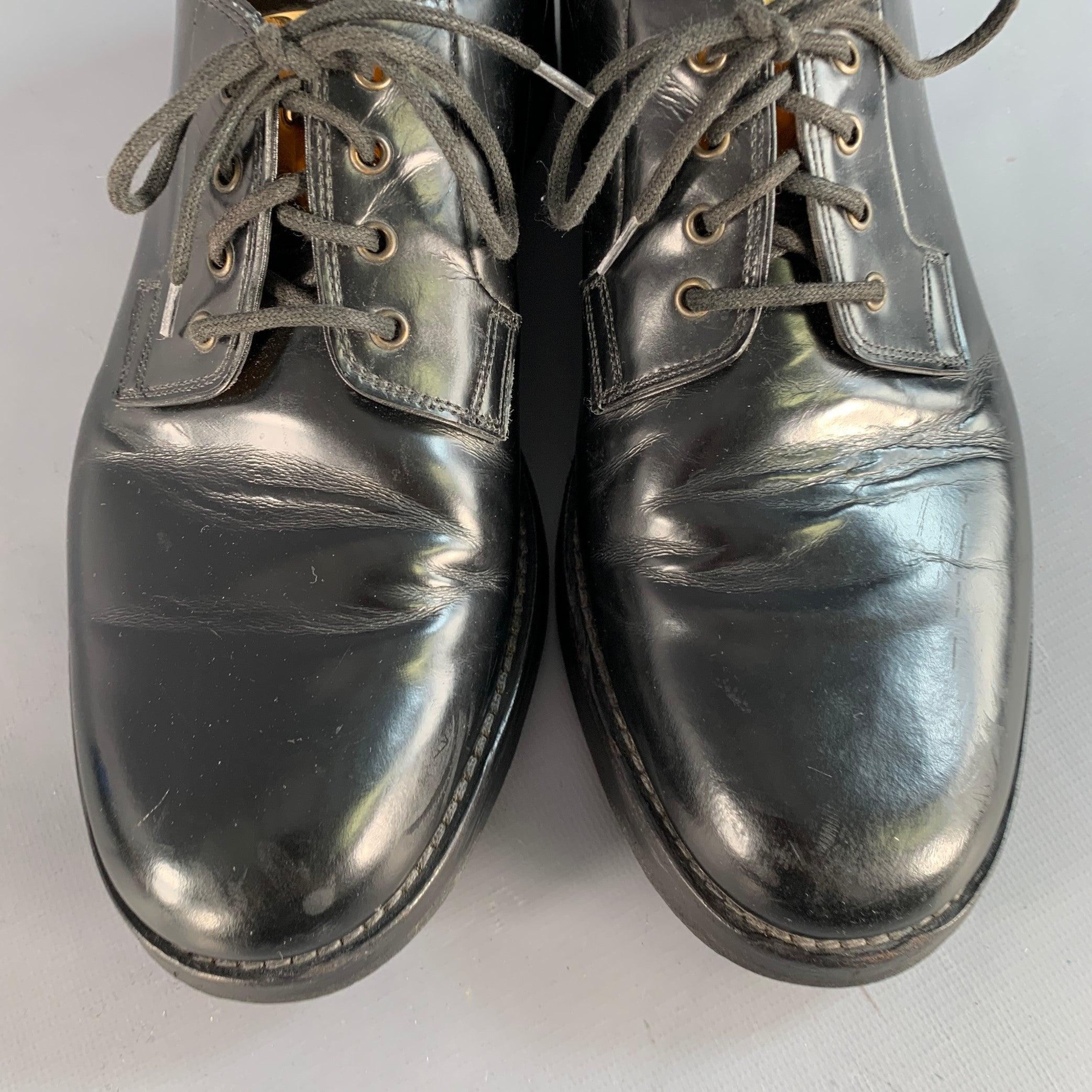 MARC JACOBS Scarpe Derby Lace-Up in pelle nera oro misura 8 in vendita 5