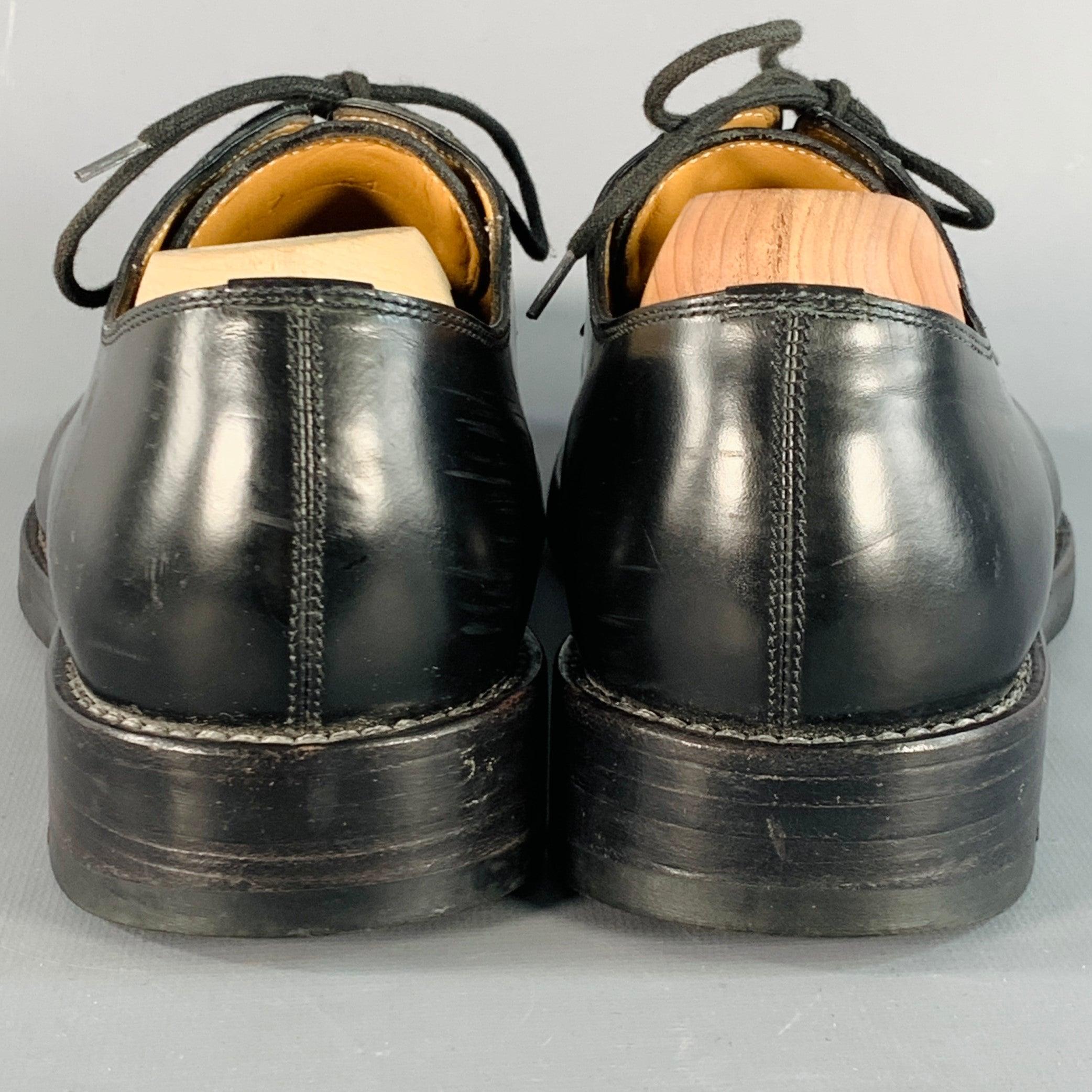 Nero MARC JACOBS Scarpe Derby Lace-Up in pelle nera oro misura 8 in vendita