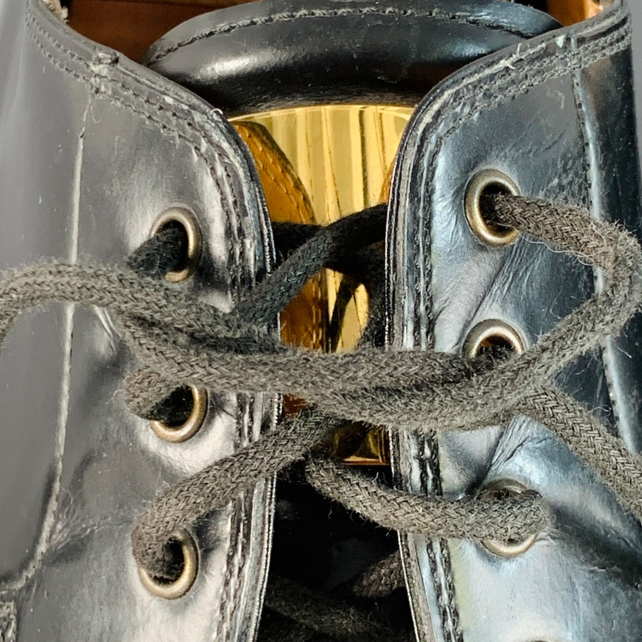 Uomo MARC JACOBS Scarpe Derby Lace-Up in pelle nera oro misura 8 in vendita