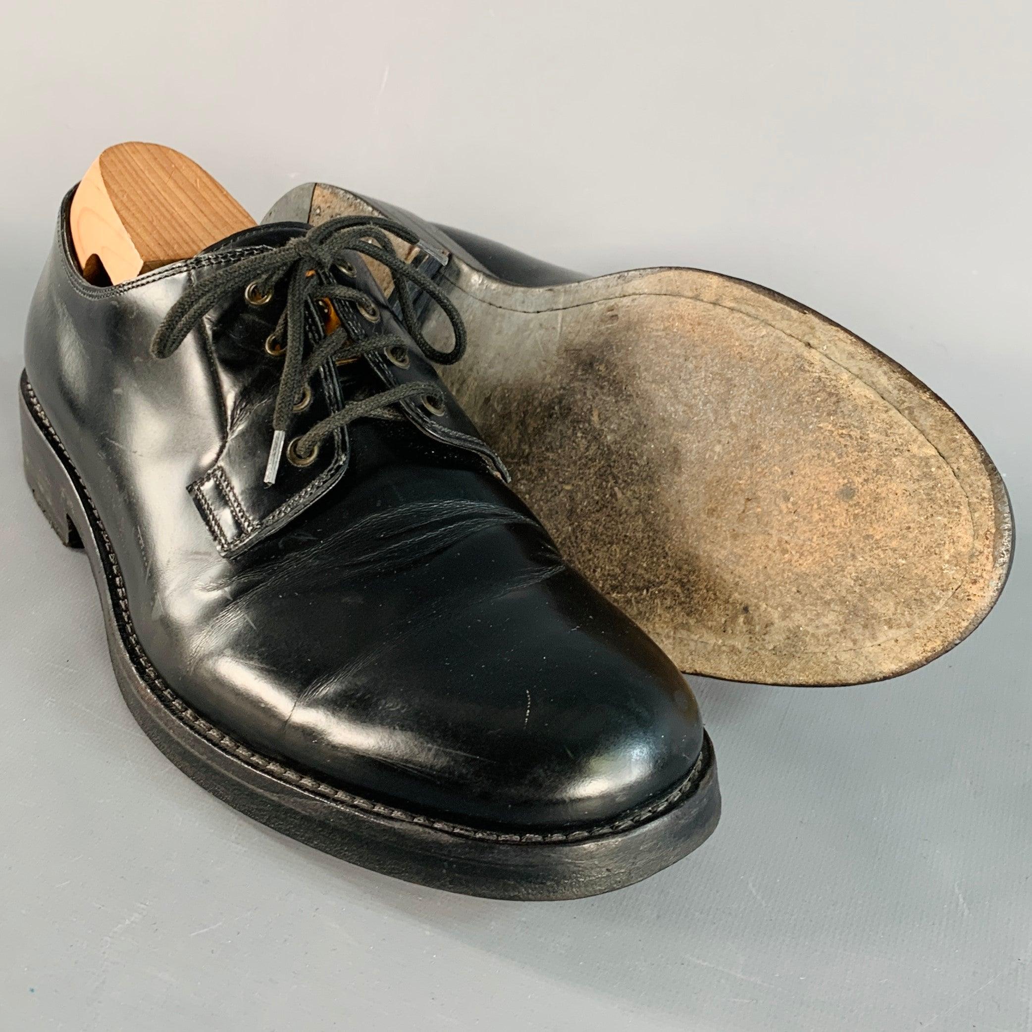 MARC JACOBS Scarpe Derby Lace-Up in pelle nera oro misura 8 in vendita 1