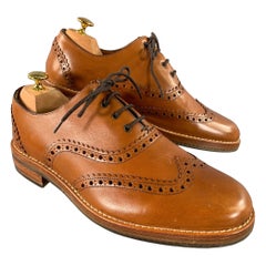 MARC JACOBS Size 8 Brown Window Pane Leather Wingtip Lace Up Shoes