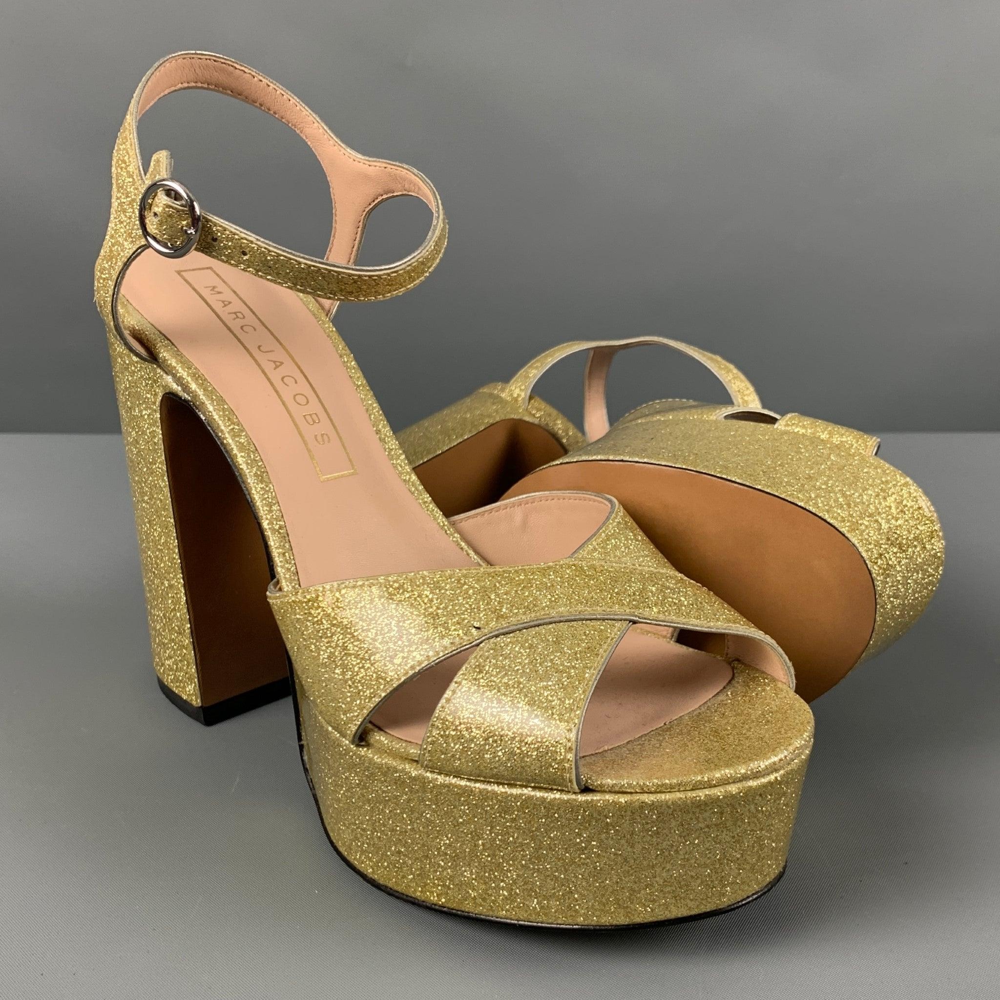 MARC JACOBS Size 8 Gold Platform Sandals 1