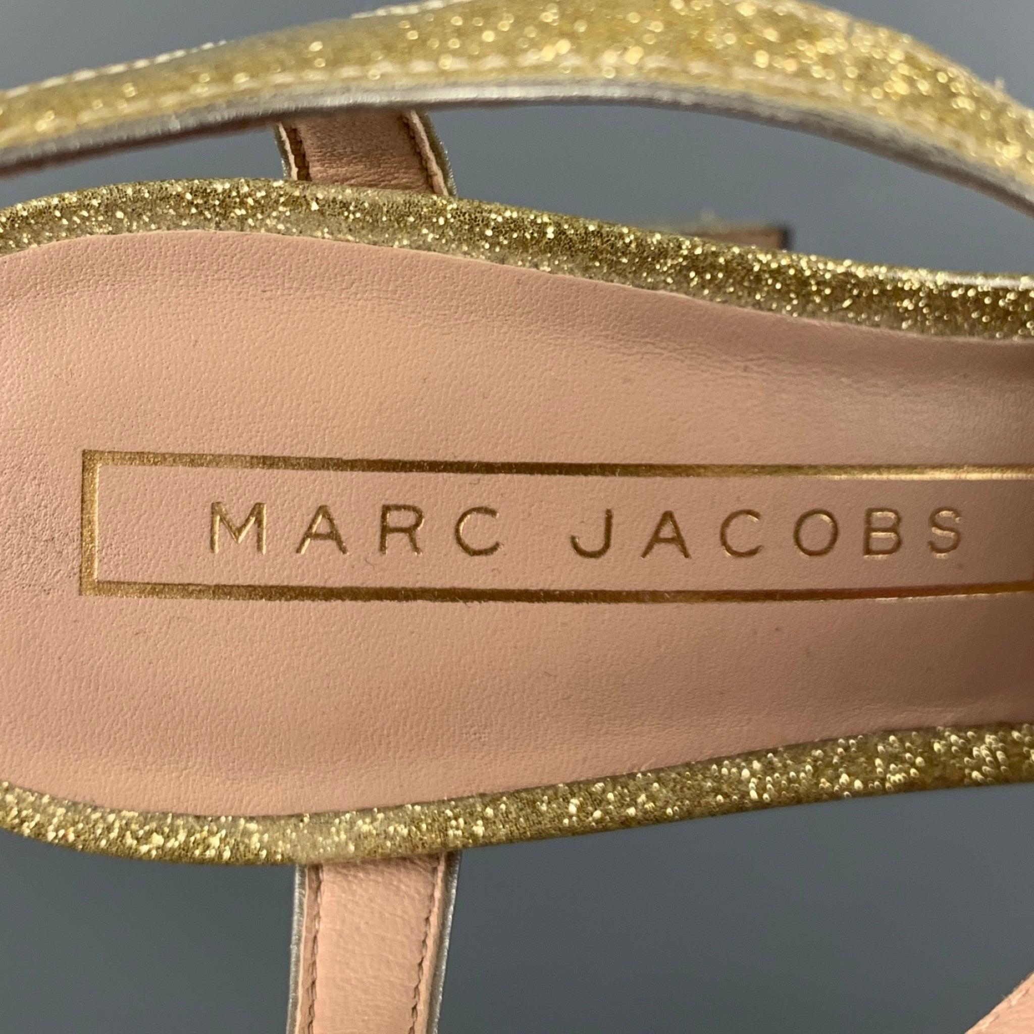 MARC JACOBS Size 8 Gold Platform Sandals 3