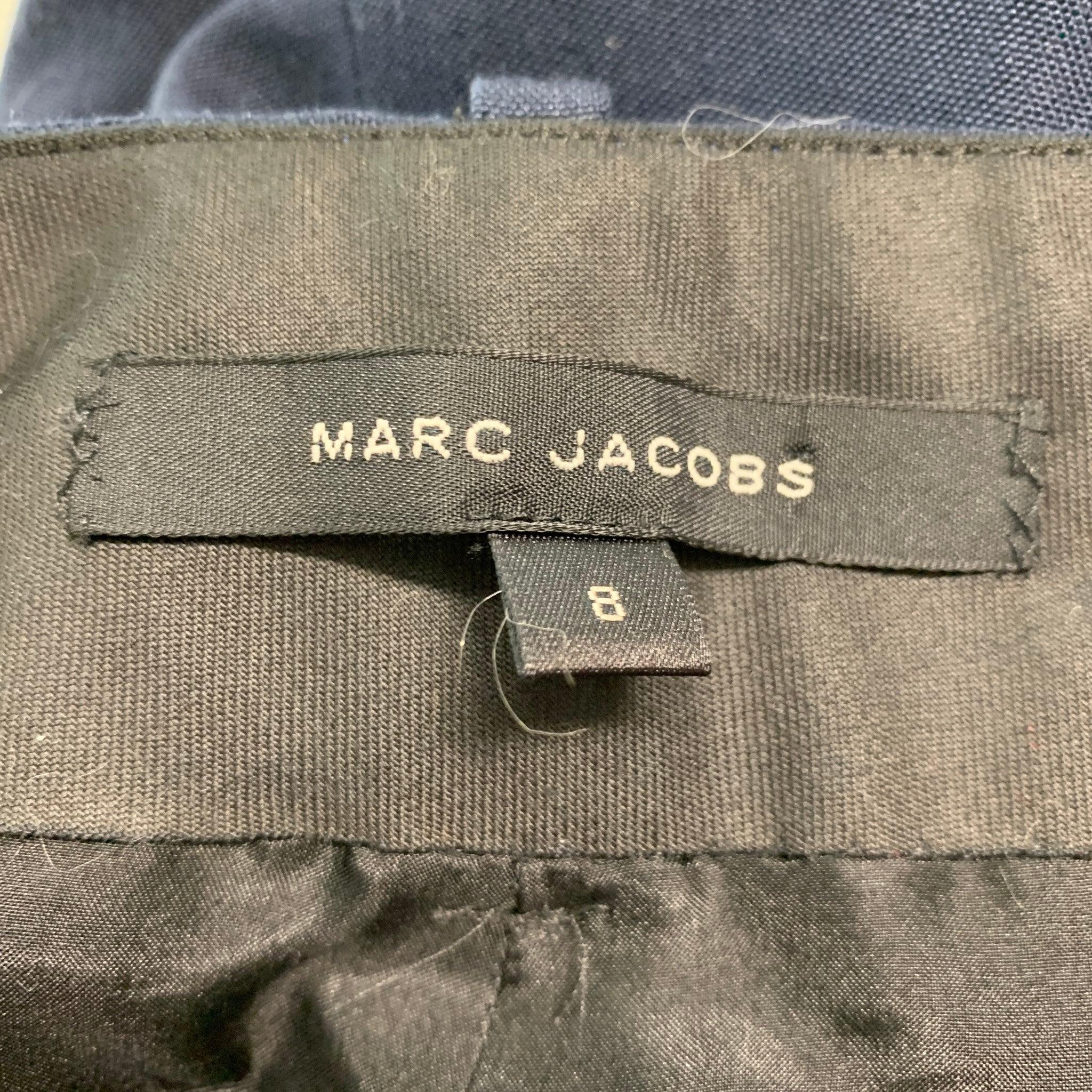 MARC JACOBS Size 8 Navy Silk Cropped Dress Pants For Sale 1