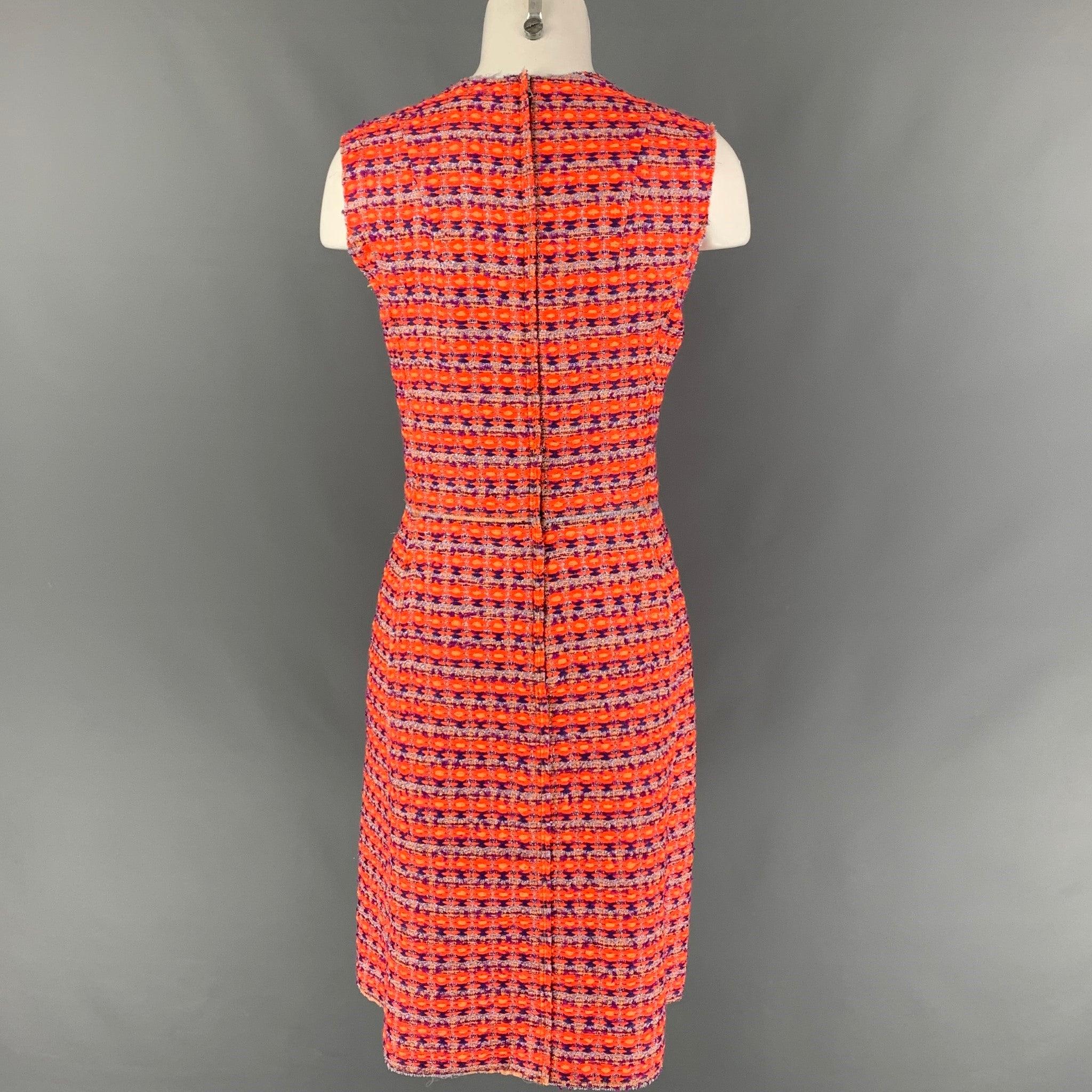 MARC JACOBS Size 8 Orange Purple Acrylic Blend Tweed Shift Dress In Good Condition For Sale In San Francisco, CA