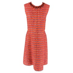 MARC JACOBS Etuikleid aus Acrylmischung und Tweed in Orange und Lila, Größe 8