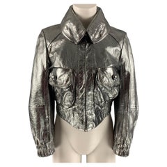 MARC JACOBS Size 8 Silver Metallic Zip Up Jacket