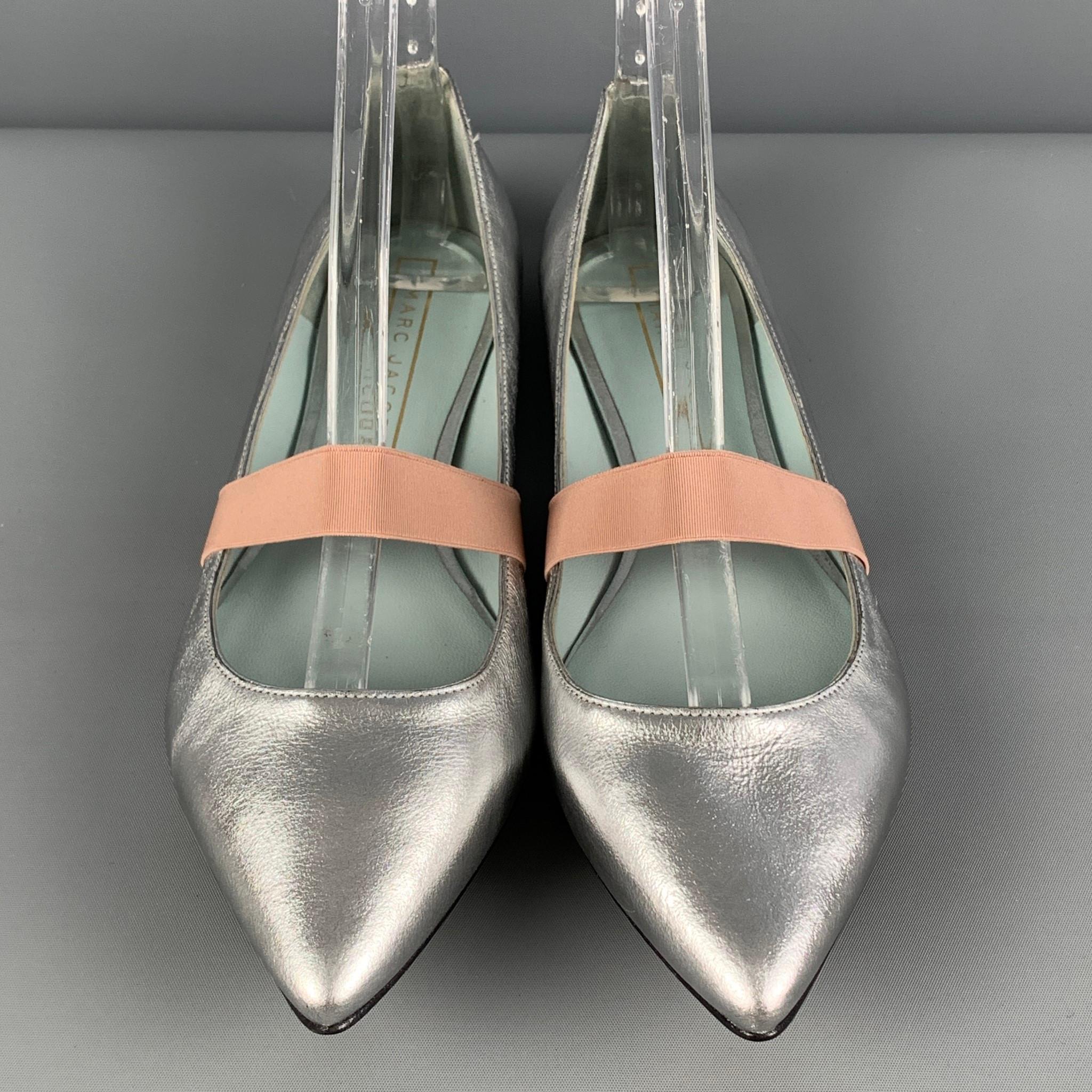 Women's MARC JACOBS Size 8.5 Silver Leather Mary Jane Flats