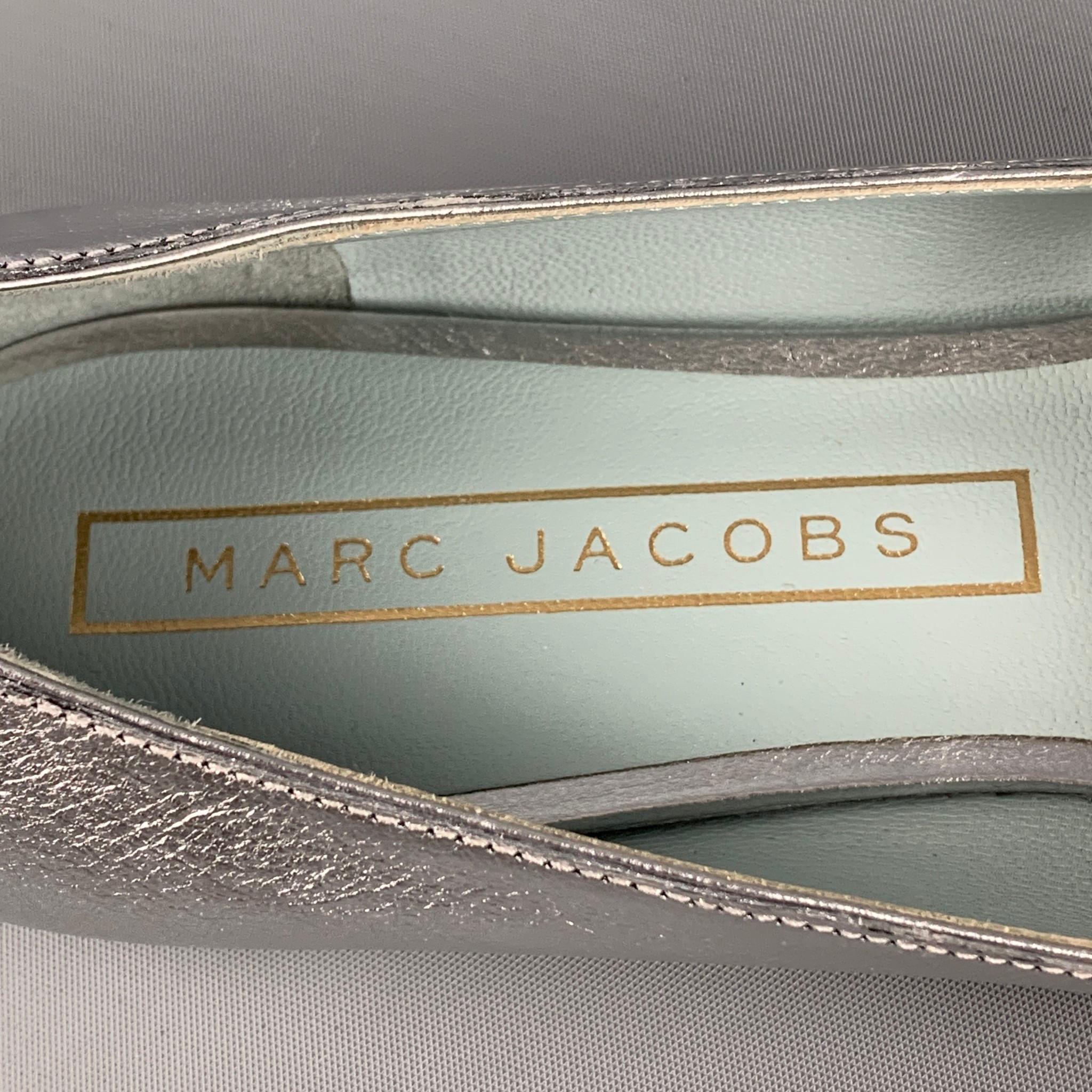MARC JACOBS Size 8.5 Silver Leather Mary Jane Flats 2