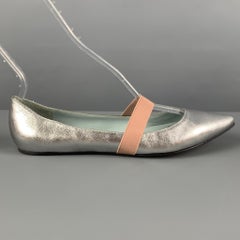MARC JACOBS Size 8.5 Silver Leather Mary Jane Flats