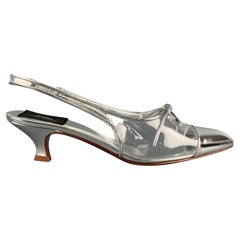MARC JACOBS Size 8.5 Silver Leather Metallic Slingback Pumps
