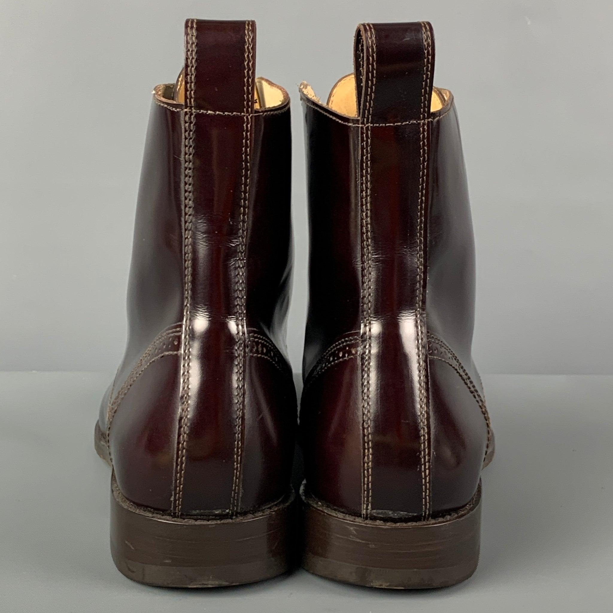 MARC JACOBS Size 9.5 Burgundy Perforated Leather Cap Toe Boots For Sale 1
