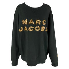 MARC JACOBS Size L Black Gold Cotton Sequined Crew-Neck Pullover
