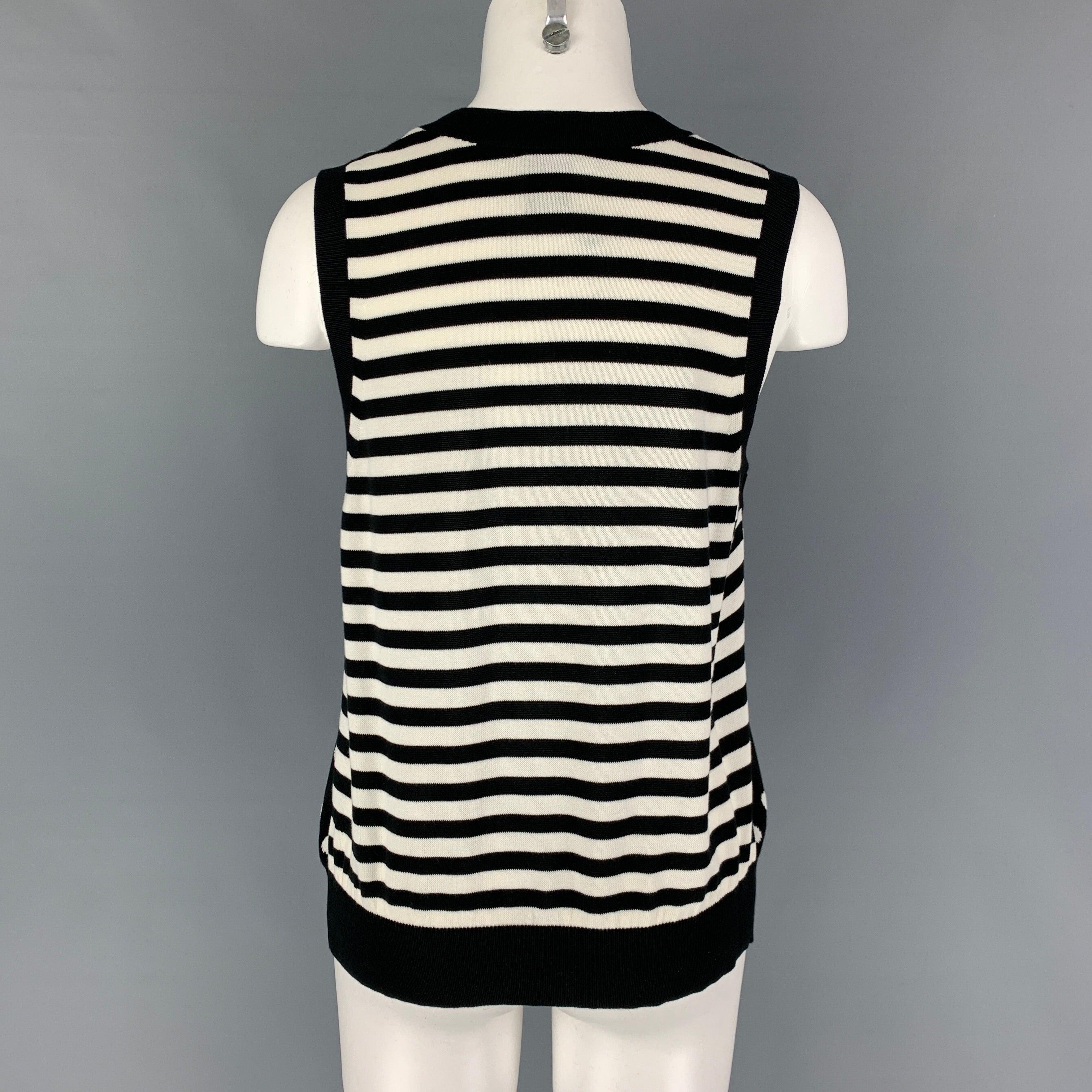 MARC JACOBS Size L Black White Cotton Blend Polka Dot Crew-Neck Vest In Good Condition For Sale In San Francisco, CA