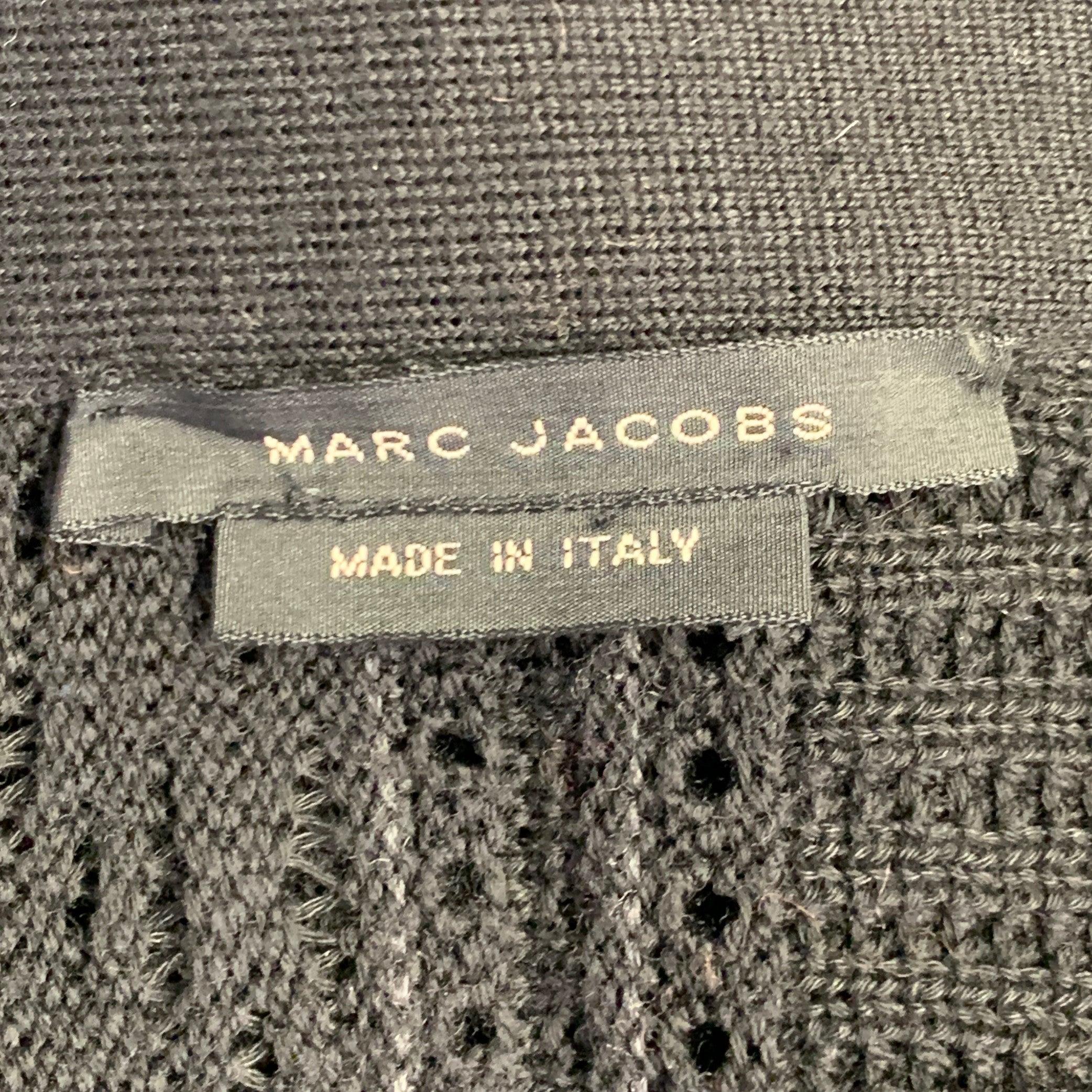 MARC JACOBS Size M Black Knit Wool Cotton Button Up Cardigan (cardigan à boutons en laine et coton) en vente 3