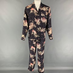 MARC JACOBS Size M Black Pink Print Silk Camp Pants Set
