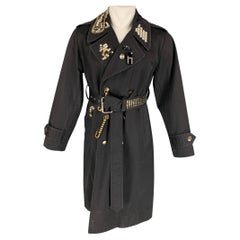 MARC JACOBS Size M Black Studded Cotton Belted Trenchcoat