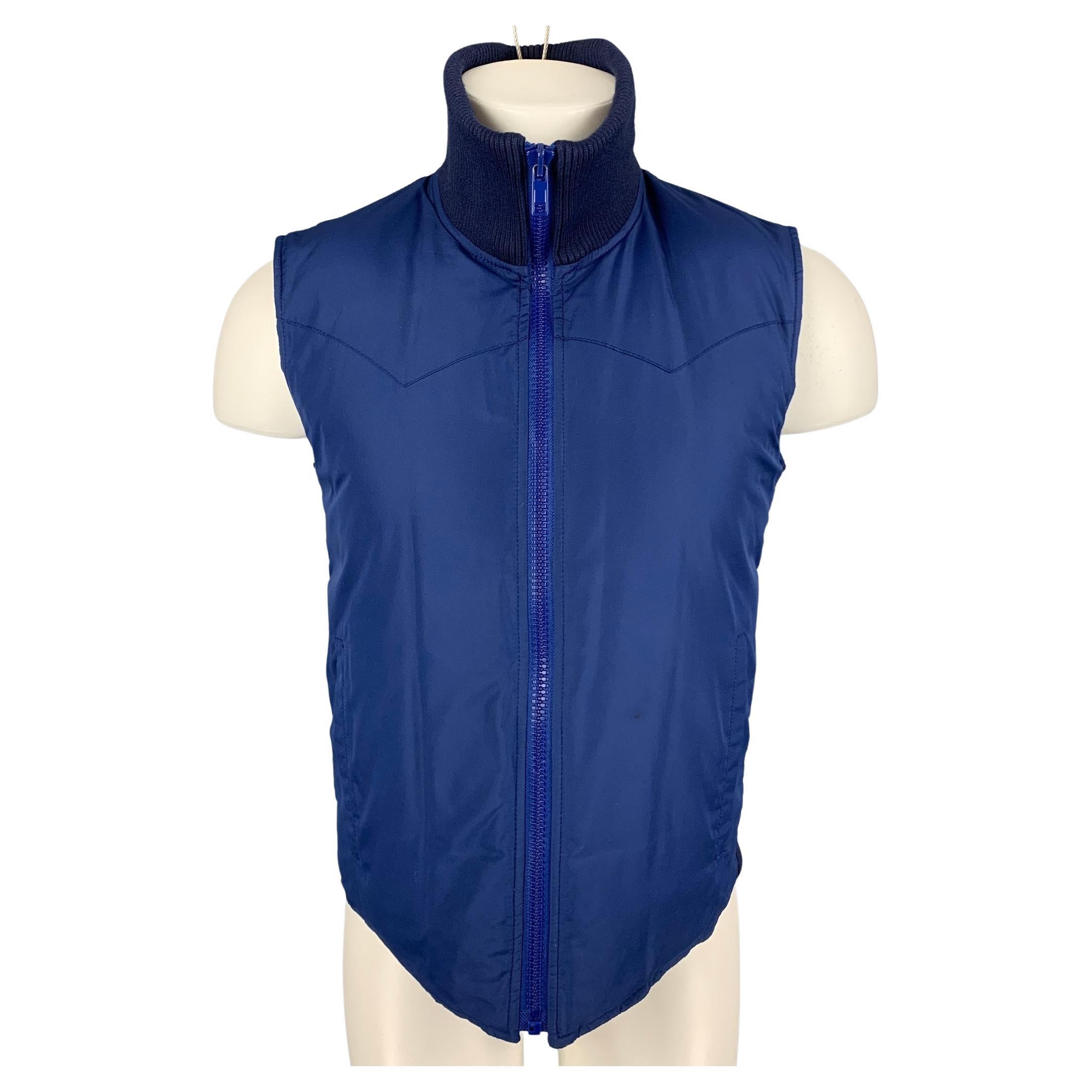 MARC JACOBS Size M Blue Quilted Polyester Zip Up Vest