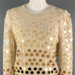 MARC JACOBS Size M Cream Gold Wool Cashmere Payettes Sweater
