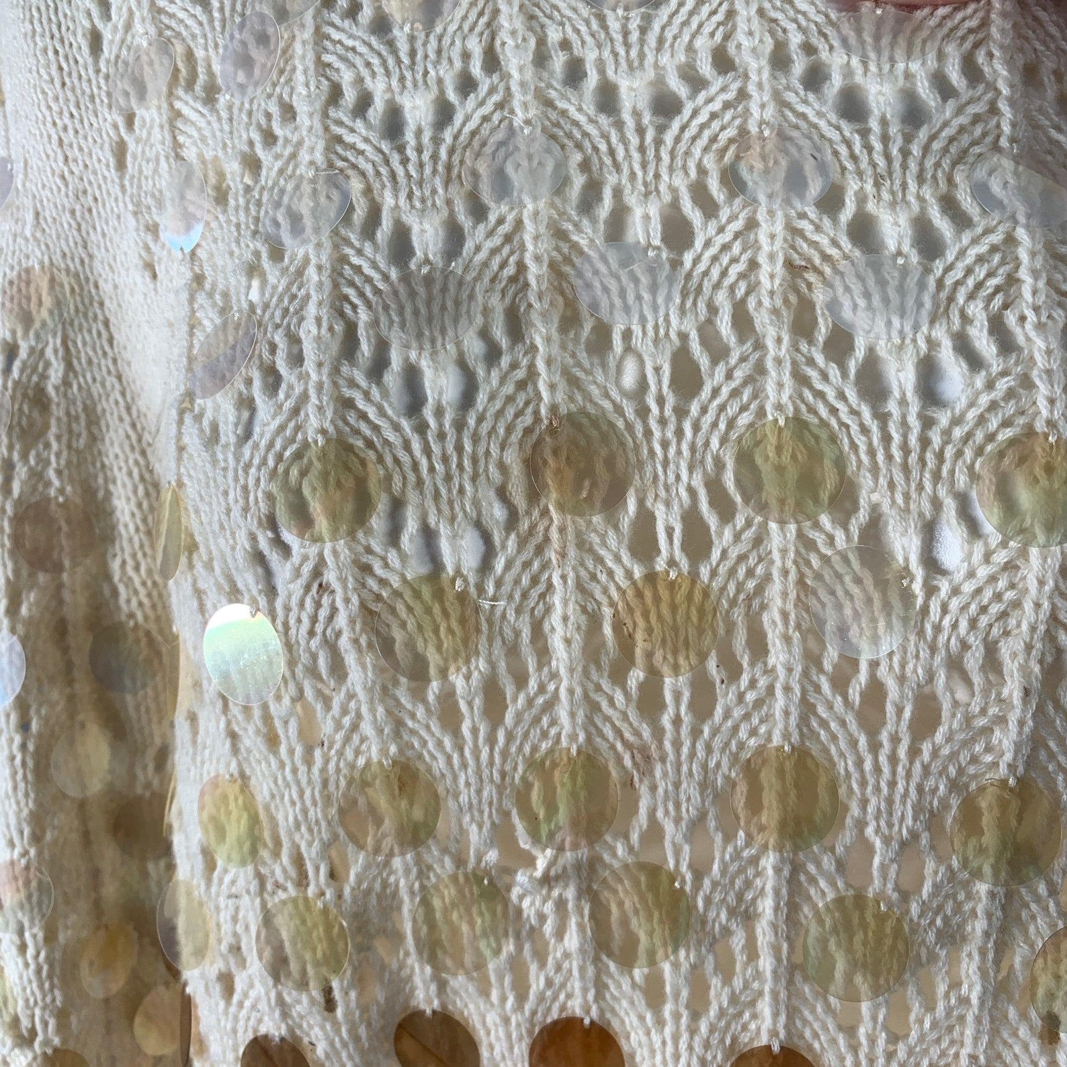 Women's MARC JACOBS Size M Cream Gold Wool Cashmere Payettes Sweater For Sale